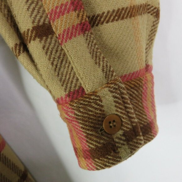 Pendleton Plaid Jacket FLAW Camel Brown Pink Wool & Lambswool  Lined Coat - Picture 7 of 15